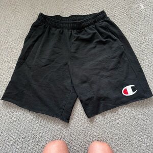 Champion Black Athletic Shorts with Elastic Waistband Sweatshirt Material